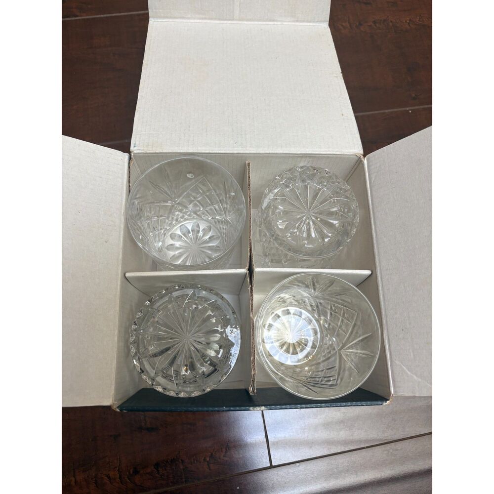 Vintage Bohemia Crystal Whiskey Glasses Set of 4 Lowball Rocks Tumblers Boxed - Picture 4 of 9